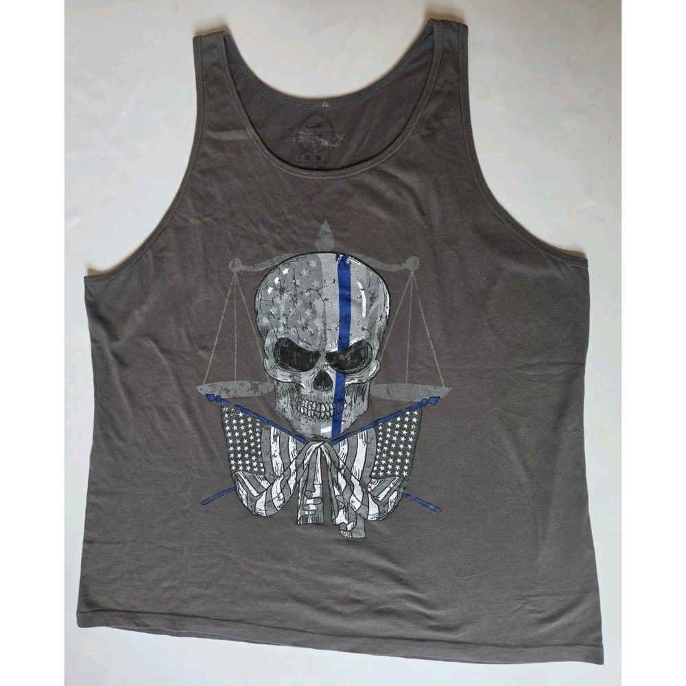 Nine Line Apparel Skull Jersey Tank Top – Men's Sleeveless Shirt Gray – Size: XL
